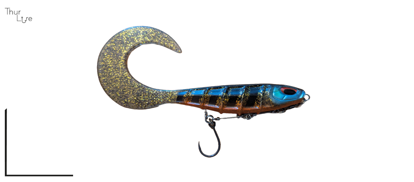 Gummiköder an einem Shallow Rig, weisser Hintergrund - ThurLure