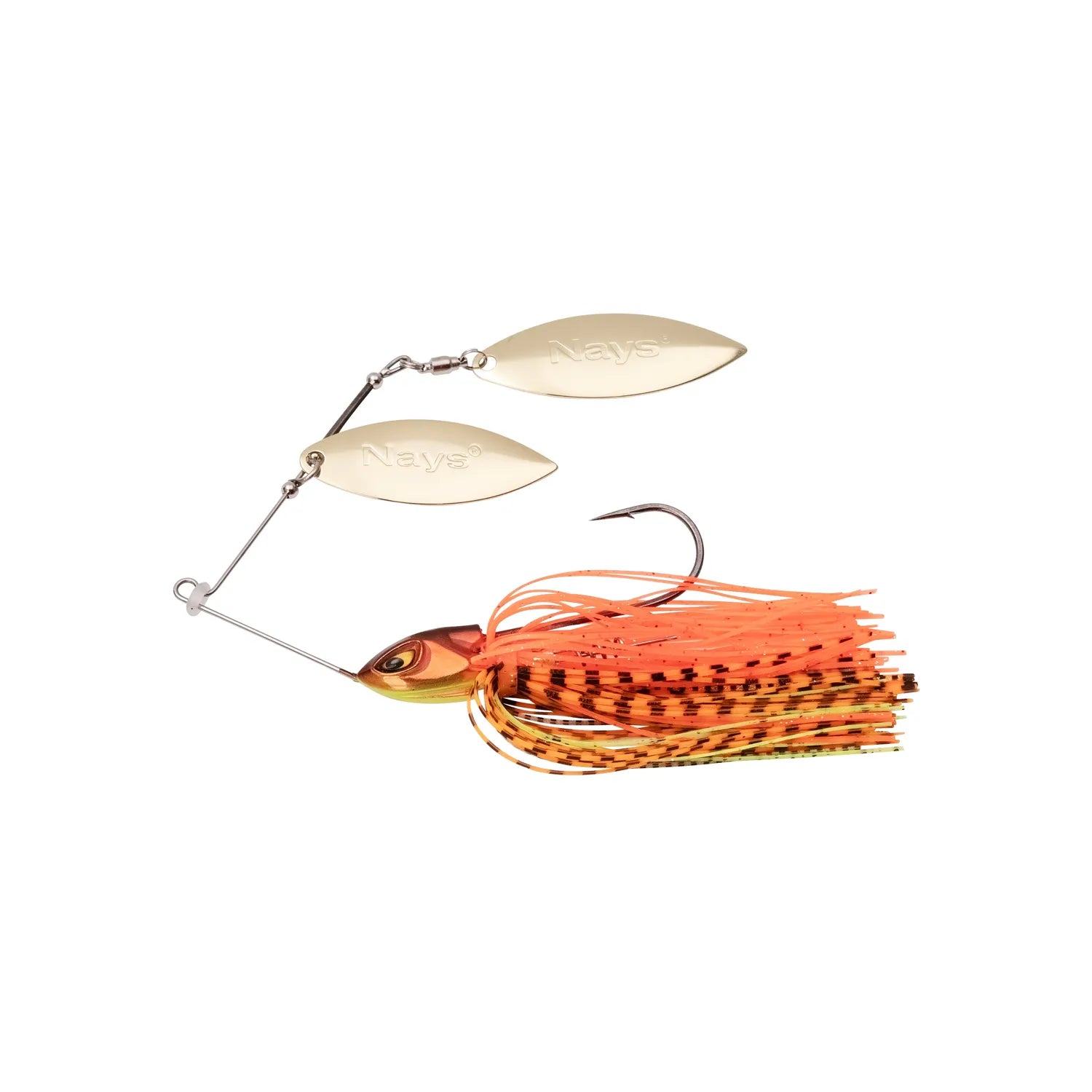 Angelköder von der Marke Nays in der Farbe orange mit einem Haken und zwei Spinnerblättern - Nays MZ RNNR L D-03 - ThurLure