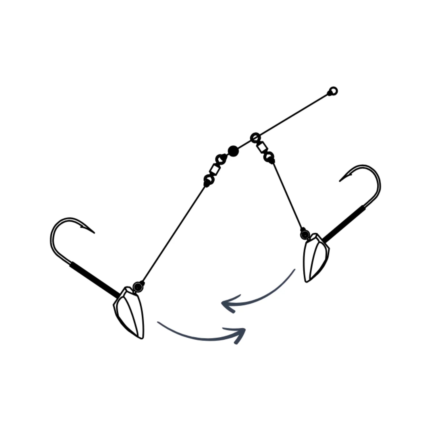 Toppies Double Dart Rig Skizze - ThurLure